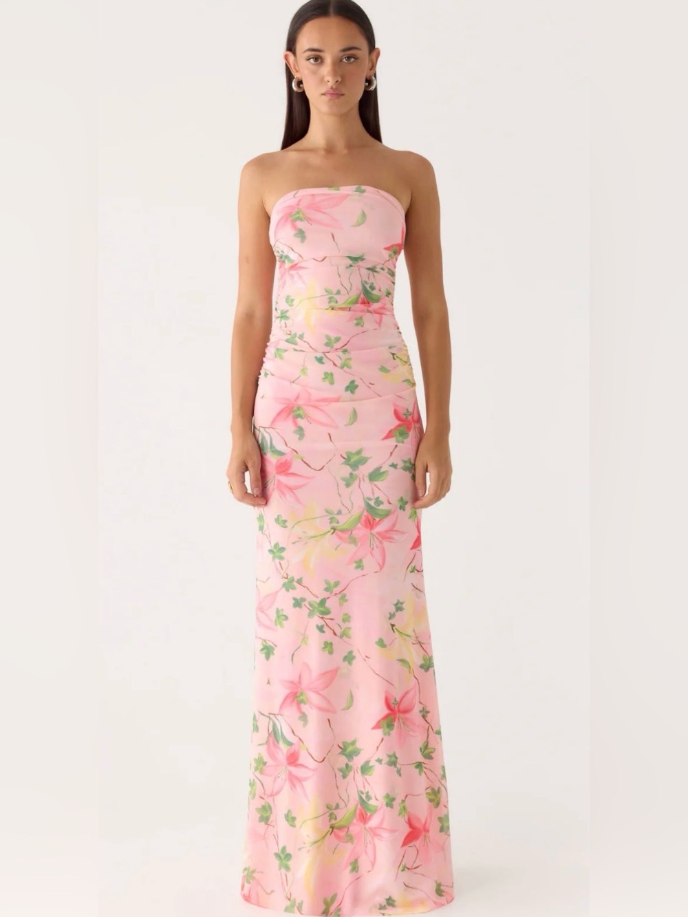 Peppermayo Pink Floral Strapless Dress